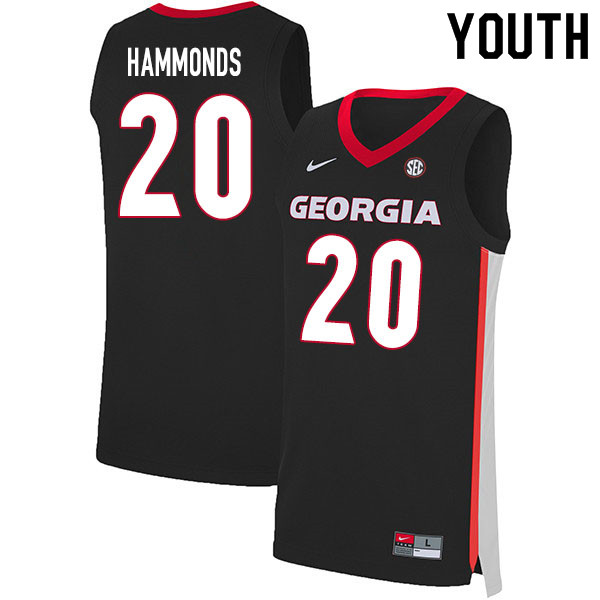 2020 Youth #20 Rayshaun Hammonds Georgia Bulldogs College Basketball Jerseys Sale-Black